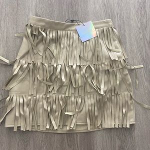 Faux Leather Fringe Missguided Skirt